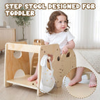 Lehoo Castle Montessori Weaning Table and Chair Set for Toddler Age 1-3, Adjustable Height Wooden Baby Activity Furniture for Self-Feeding, Drawing, Learning and Play