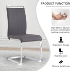 AZmac Modern Leather Dining Chairs Set of 8,Armless Kitchen Chairs,Dining Room Chairs with Upholstered Padded Seat and Sturdy Chrome Legs for Dining Room,Kitchen (Set of 8, Grey+PU Leather)
