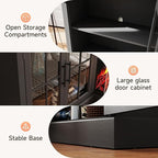 Black 98" Farmhouse TV Stand with 36" Fireplace for Living Room,Media Entertainment Center with Adjustable Shelves and Large Storage Cabinets, TVs up to 100"