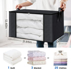 Fab totes Storage Bags,Clothes Blanket Storage Bins Foldable Closet Organizers with Reinforced Handle for Home Dorm Storage and Organization,Fabric Bags for Organizing Sheets,Clothing (Black,4 Pack)