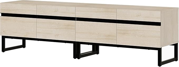 WAMPAT Modern TV Stand for TVs Up to 75 Inch, 2-in-1 Entertainment Center Media Console with Storage Cabinets, TV Console for Living Room, Light Oak