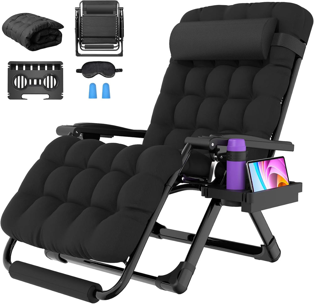 Suteck Oversized Zero Gravity Chair,33In XXL Outdoor Recliner Chair w/Removab...