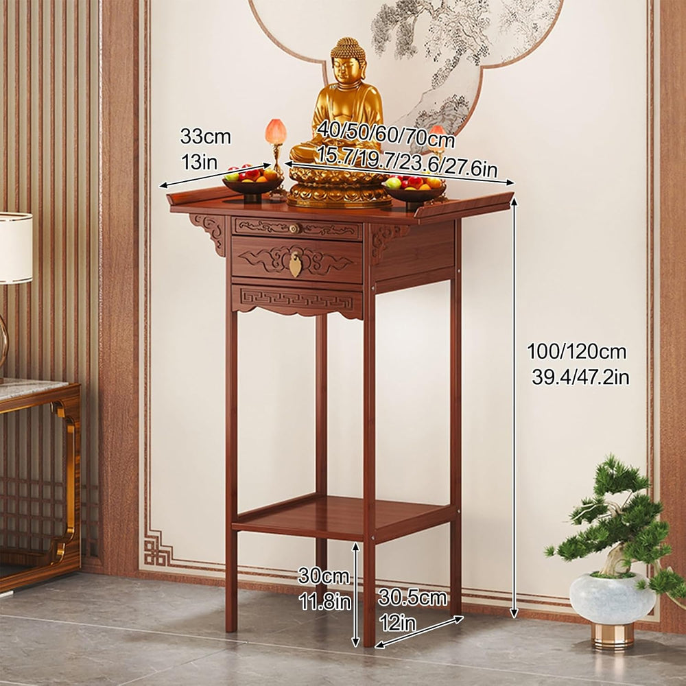Meditation Table, Altar Cabinet with Pull-Out Storage Board, Personal Shrine ...