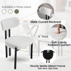 LukeAlon Linen Dining Chairs Set of 4, Modern Upholstered Armless Kitchen Chairs with Black Metal Legs Curved Back Dining Room Chairs Reception Guest Chair for Living Room Office, Light Beige