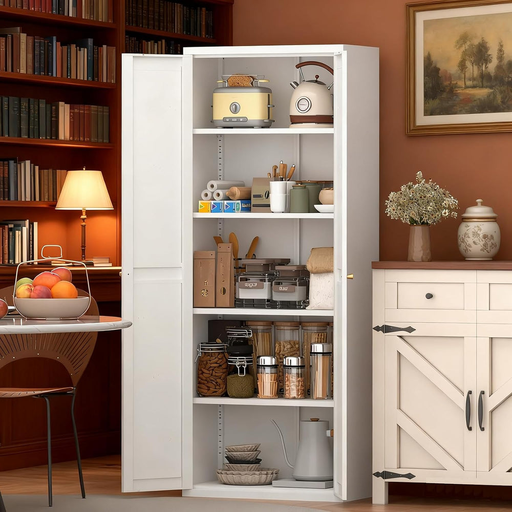 71" Tall Kitchen Pantry Cabinet, Metal Pantry Storage Cabinet with Adjus...