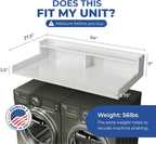 OfficeSimpli Washer Dryer Countertop with Shelf - 27.5 x 54 Inch - Made in USA Laundry Countertop Over Washer and Dryer with Non-Slip Pads, Storage Shelf, Laundry Topper Organizer, Gracier White