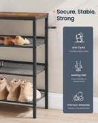 SONGMICS HOME 4 Tier Shoe Storage Organizer, Freestanding Shoe Rack, Dense Mesh, for Living Room, Bedroom, Entryway, Rustic Brown and Black