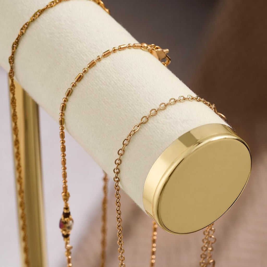 Bracelet Holder Jewelry Organizer Display - 3 Tier T Bar Velvet Stand, Beige Jewelry Storage for Bracelet, Necklaces, Watches