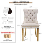 Mid Century Modern Dining Chairs Set of 4, Beige Velvet Upholstered Tufted Back, Kitchen & Dining Room Chairs, Gold Metal Legs, Nailhead Trim, Sillas para Comedor (Beige, 4 Pcs)