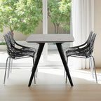 Karl home Modern Black Dining Chairs Set of 4, Stackable Plastic Chair for Dining Room, Living Room, Waiting Room,4 Chrome Metal Legs, 350lbs Capacity,21.3”L x 21.3”W x 33.5" H