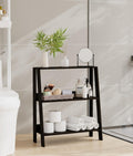 2 Tier Bathroom Ladder Shelf, Bathroom Ladder Shelves, Storage Organizer for Small Space, Freestanding Open Shelving Display Stand for Living Room Bedroom Kitchen, Black