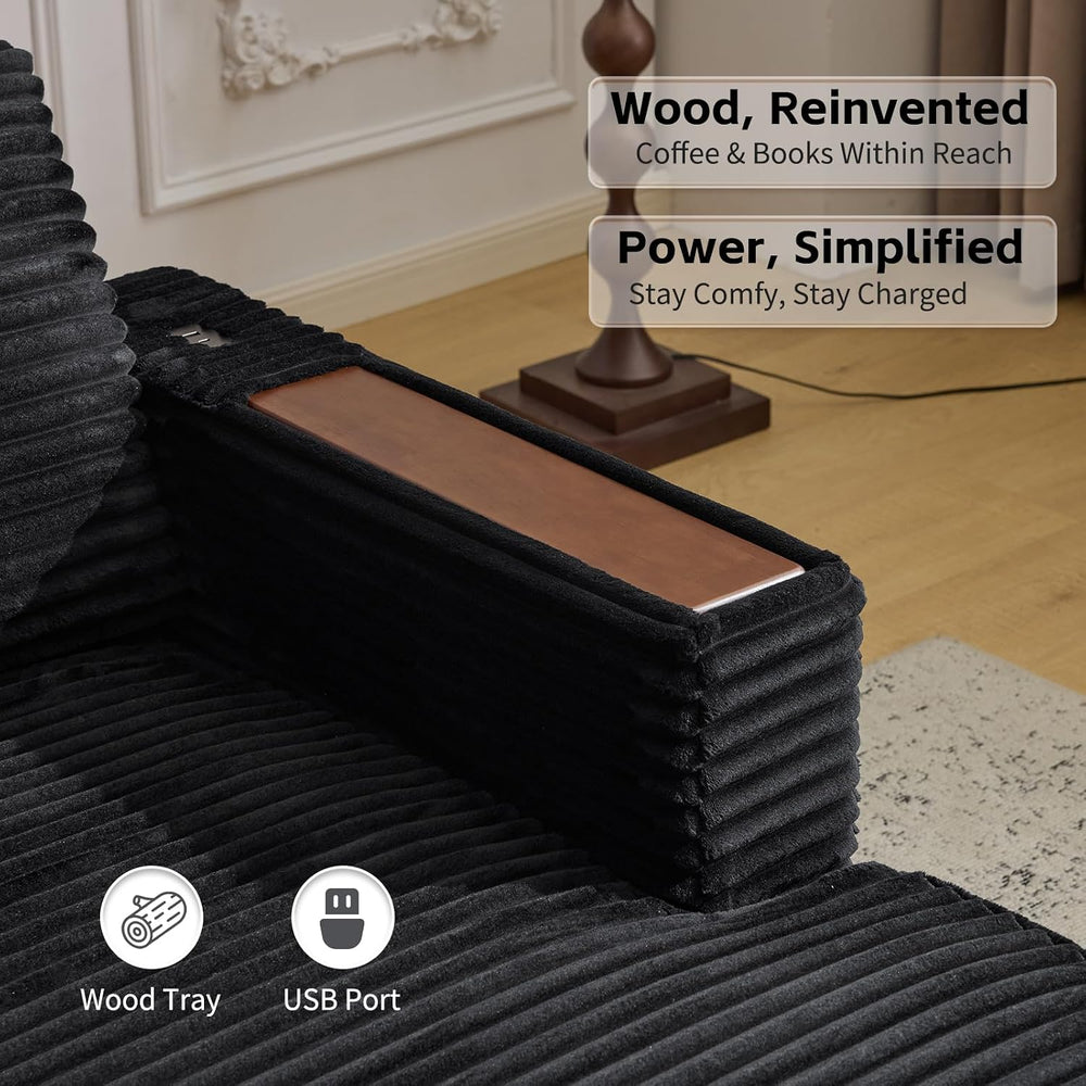 AEDI Oversized Chaise Lounge Chair with Reading Light & USB Charging,Slee...