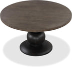 Furniture of America Lioren Modern 54-inch Round Dining Table with Turned Pedestal Base and Two-Tone Design, Seats up to 4 for Home Kitchen, Living Room, Espresso