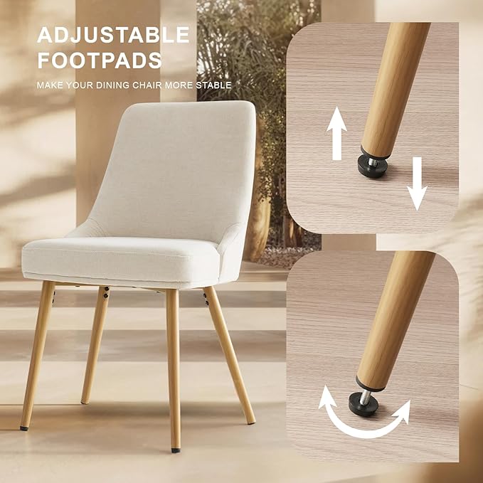 Modern Upholstered Dining Chairs Set of 6 with Thick Seat Cushion and Curved Back, Fabric Farmhouse Dinner Chair for Kitchen, Dining Room,Cafe (Fabric - Beige, Set of 6)