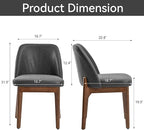 VKNOW Modern Dining Chairs Set of 2, Faux Leather Kitchen Chairs with Wood Legs, Upholstered Side Chair for Kitchen Dining Room, Black