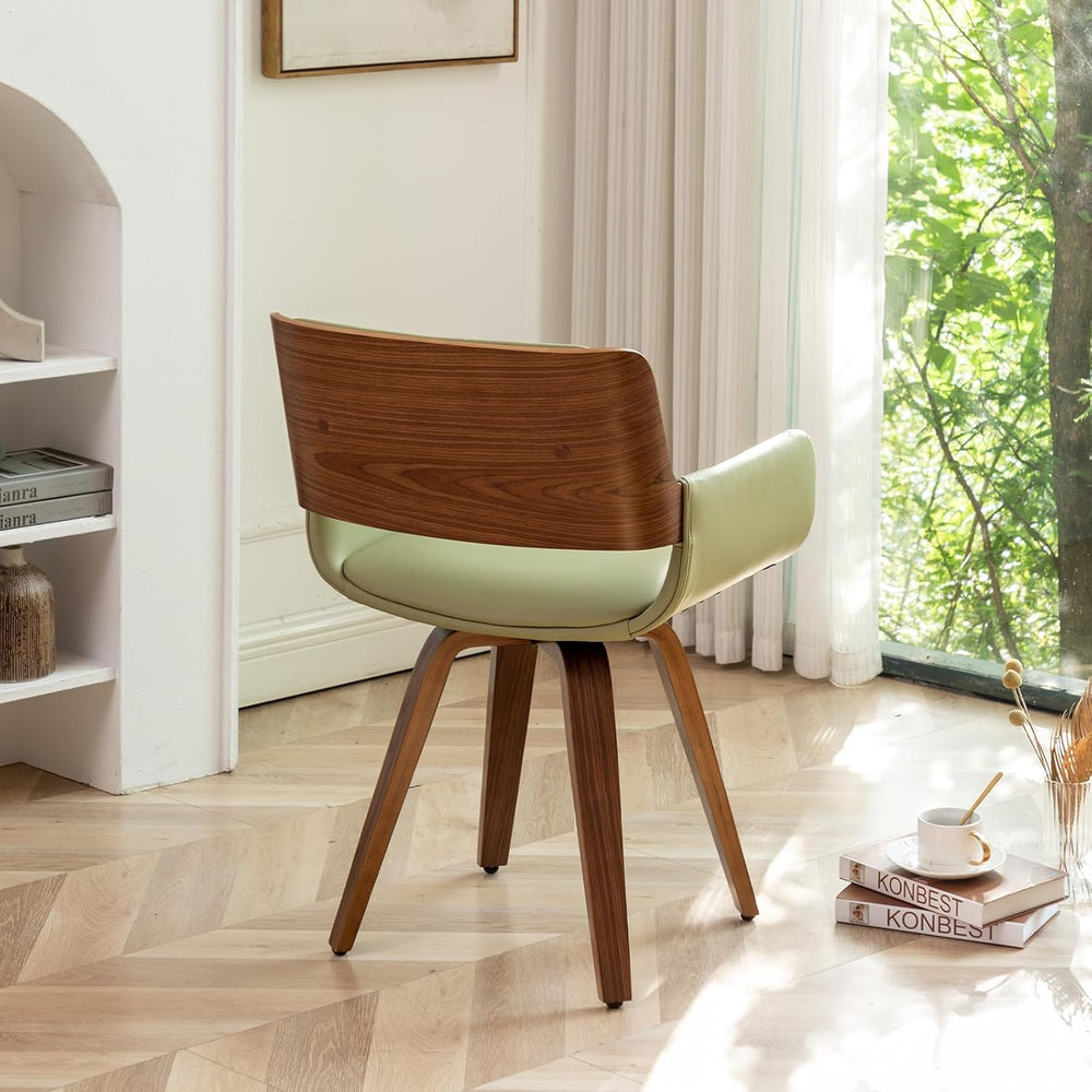LUNLING Swivel Accent Faux Leather Dining Chairs, Mid Century Modern Chairs w...