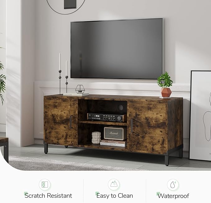 Novilla TV Stand for TV's up to 50 Inches, Modern Barn Door Entertainment Center TV Console, TV Table with Storage Bookcase Shelf for Living Room, 43 Inches, Brown