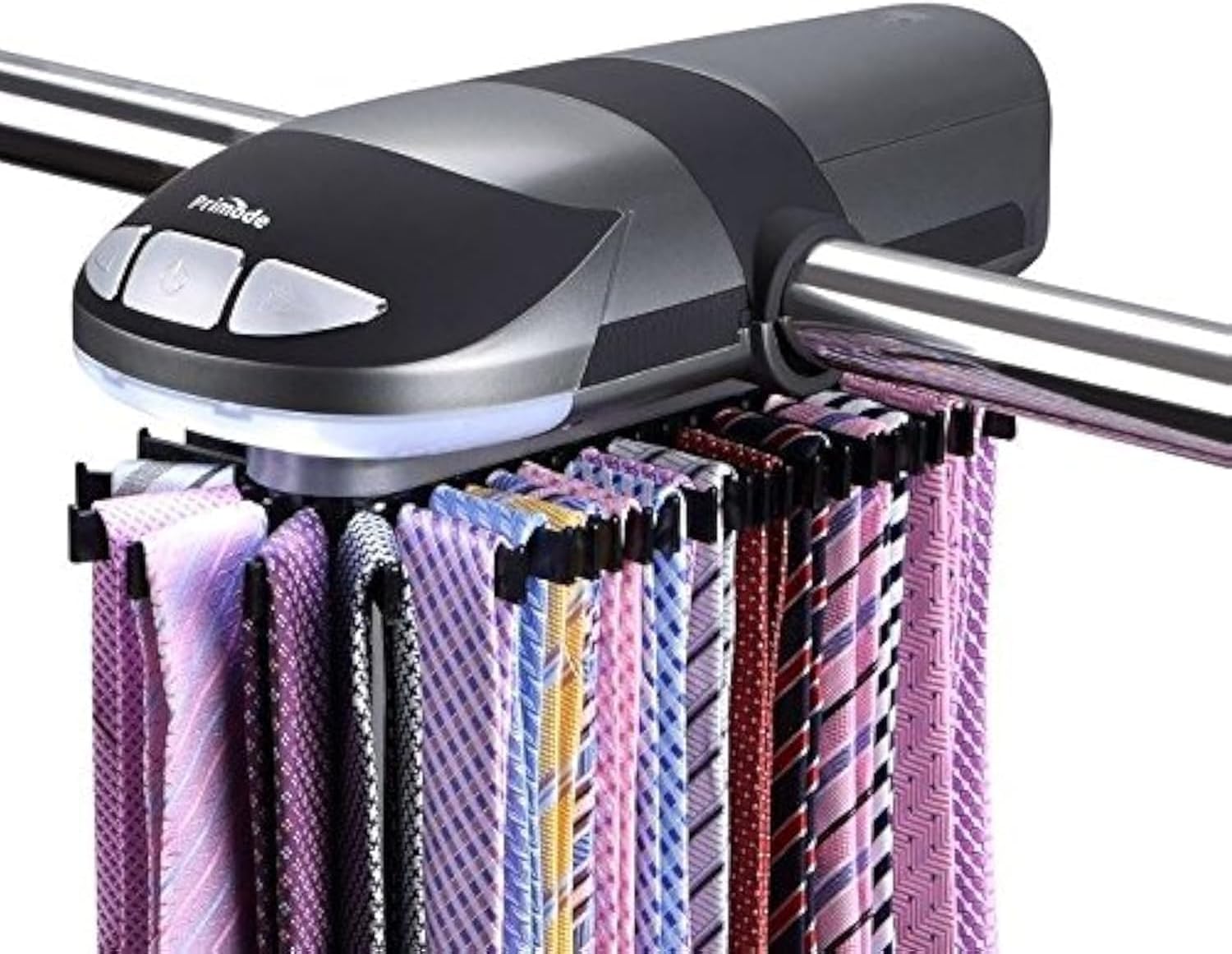Motorized Tie Rack Stores Up to 50 Ties– Closet Organizer, Holds & Displays Up to 50 Ties Or Belts, Rotation Operates with Batteries. Great Gift Idea for Fathers Day
