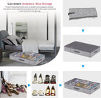 Onlyeasy Sturdy Under Bed Shoe Storage Organizers with Handles & Clear Window (16 to 32 Pairs) 2 Pack, Closet Shoes Containers Boxes for Kids & Adults, 37.7"x23.6"x5.9", Linen-like Grey, MXDUBS16P2