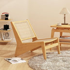 Rattan Accent Chair for Living Room, Mid Century Side Chair, Comfy Bamboo Chairs for Bedroom Reading Room, Wood