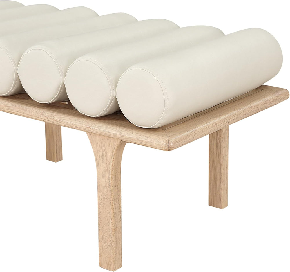Meridian Furniture 22007Cream Landon Collection Art Deco Bench with Soft Vint...