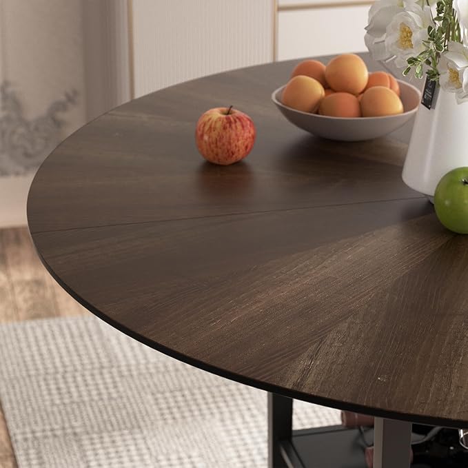 VFK 47 Inch Round Dining Table for 4, Kitchen Table Dining Table, Round Table with 2 Tier Storage Shelves for Home Dining Room,Living Room