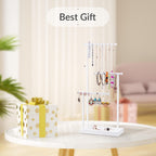 SRIWATANA Jewelry Organizer Stand, Extra Tall Jewelry Display Necklace Holder, Gift Idea (White)