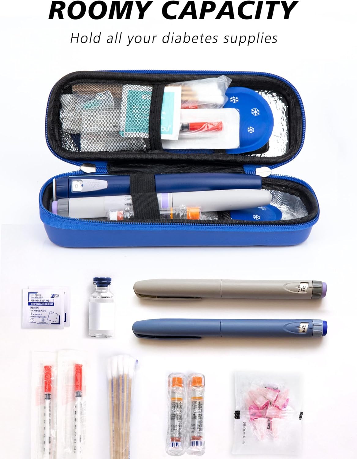 YOUSHARES Insulin Cooler Travel Case with Temperature Display - Refrigerated Medicine Cooling Bag with 2 TSA Approved Ice Pack, Medication Pen Diabetic Supplies Organizer for Trip and Daily