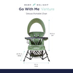 Baby Delight Go with Me Venture Portable Chair Bundle with Sun Canopy | for Indoor & Outdoor Use | 3 Growth Stages | Teal & Moss Bud Green