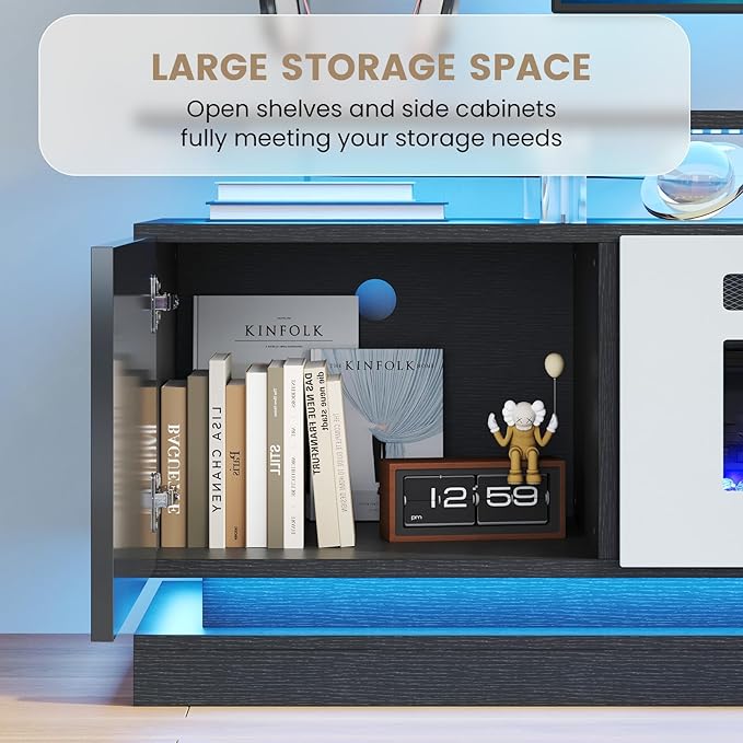 80" Fireplace TV Stand, Modern Entertainment Center for TVs Up to 90&quo...