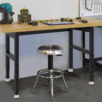 48'' Adjustable Workbench, Solid Wood Work Bench Table, Metal Tool Bench Work Bench with Power Outlet, Heavy Duty Large Load Capacity Garage Workbench Workshop Table for Workshop,Office,Home