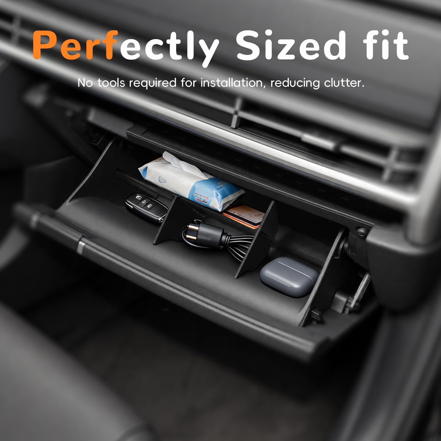 MARCHFA Center Console Glove Box Divider Organizer Compatible for 2024 2025 2026 Hyundai Santa Fe Accessories Console Divider Organizer