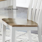 Signature Design by Ashley Ashbryn Farmhouse Armless Dining Chair with Bent Slat Back, Set of 2, White & Light Brown