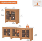 WAMPAT Farmhouse TV Stand for TVs up to 85”, Rustic Wood Entertainment Center with Adjustable Shelf, Glass Doors & Storage, Media Console Cabinet for Living-Room, Bedroom, Mocha
