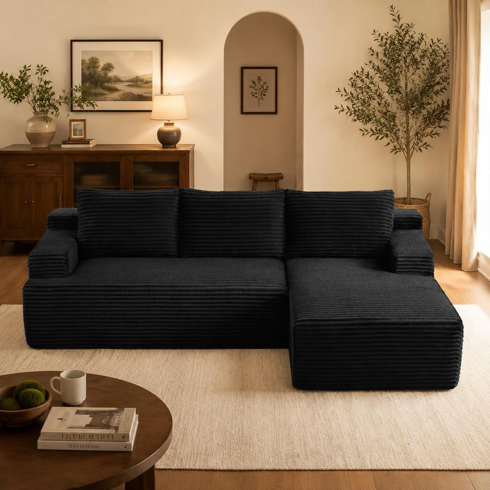 96" Sectional Sofa Cloud Couch with Deep Seat, Modern L-Shape Compressed...
