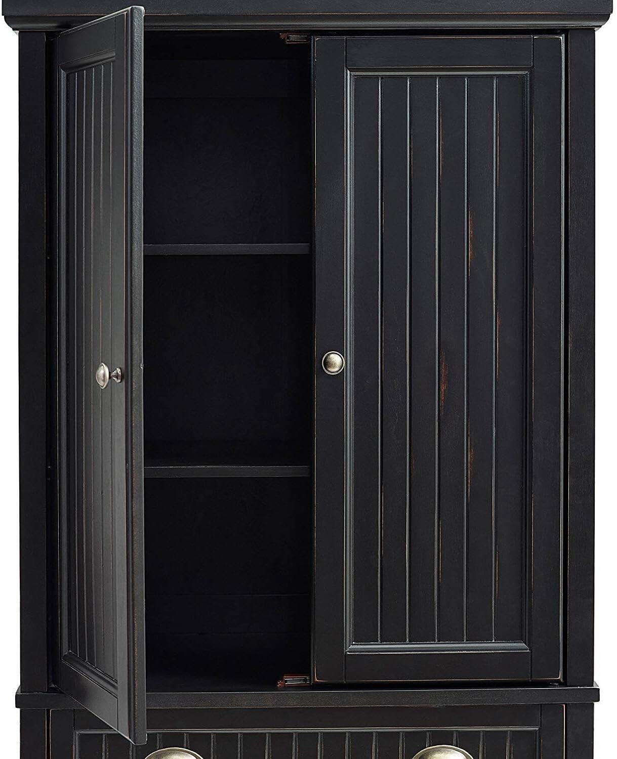 Maykoosh Kitchen Pantry Cabinet - Large Storage, Adjustable Shelves, Distressed Black Finish