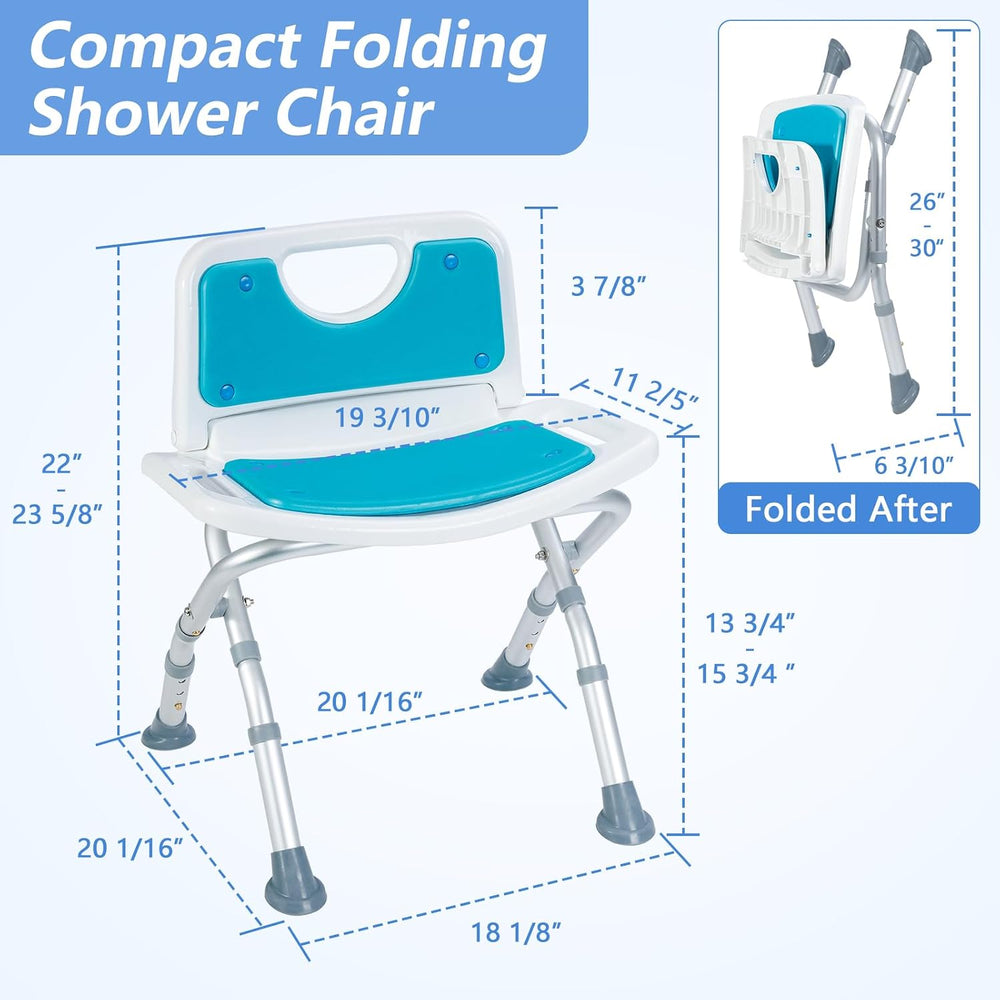 Small Folding Shower Chair with EVA Padded Seat for Seniors