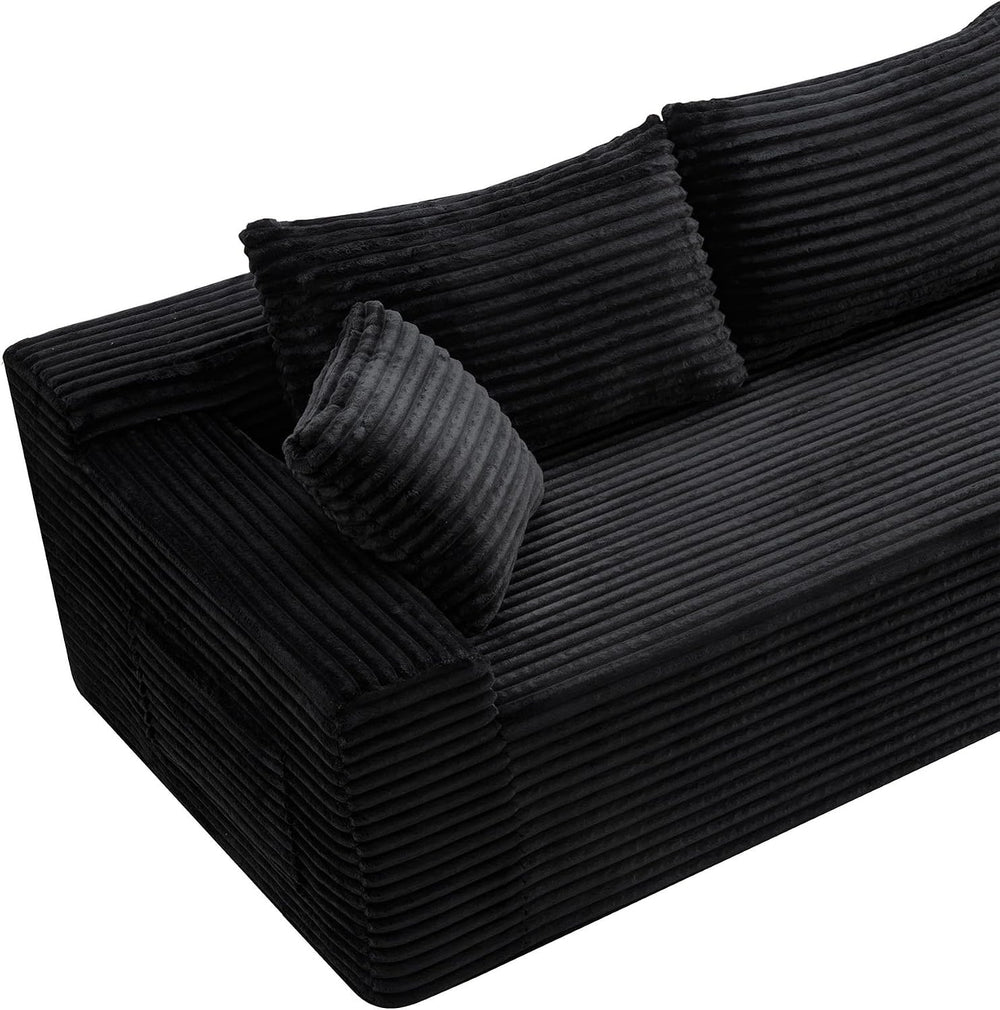95" L-Shaped Cloud Sectional Couch, Right Facing Modular Compressed Sect...