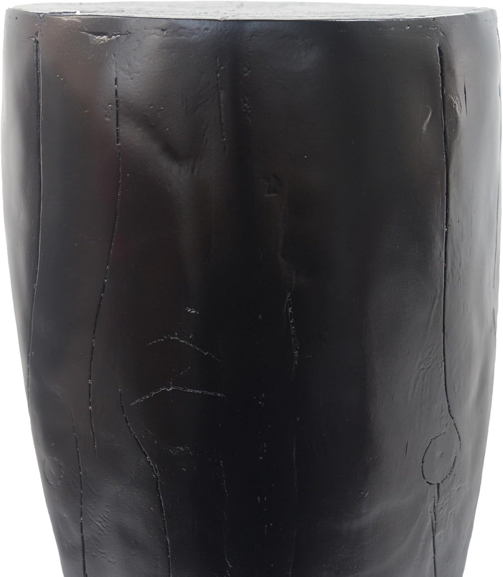 IRONORA Black Hollow Cutout Tree Stump Pedestal Side Table, Faux Wood Organic...