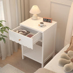 Night Stand Nightstand with Drawer and Open Shelf, Cute Scalloped Edge Bedside Table for Girls Bedroom, Modern Wood End Table, Coquette Preppy Room Decor Bedroom