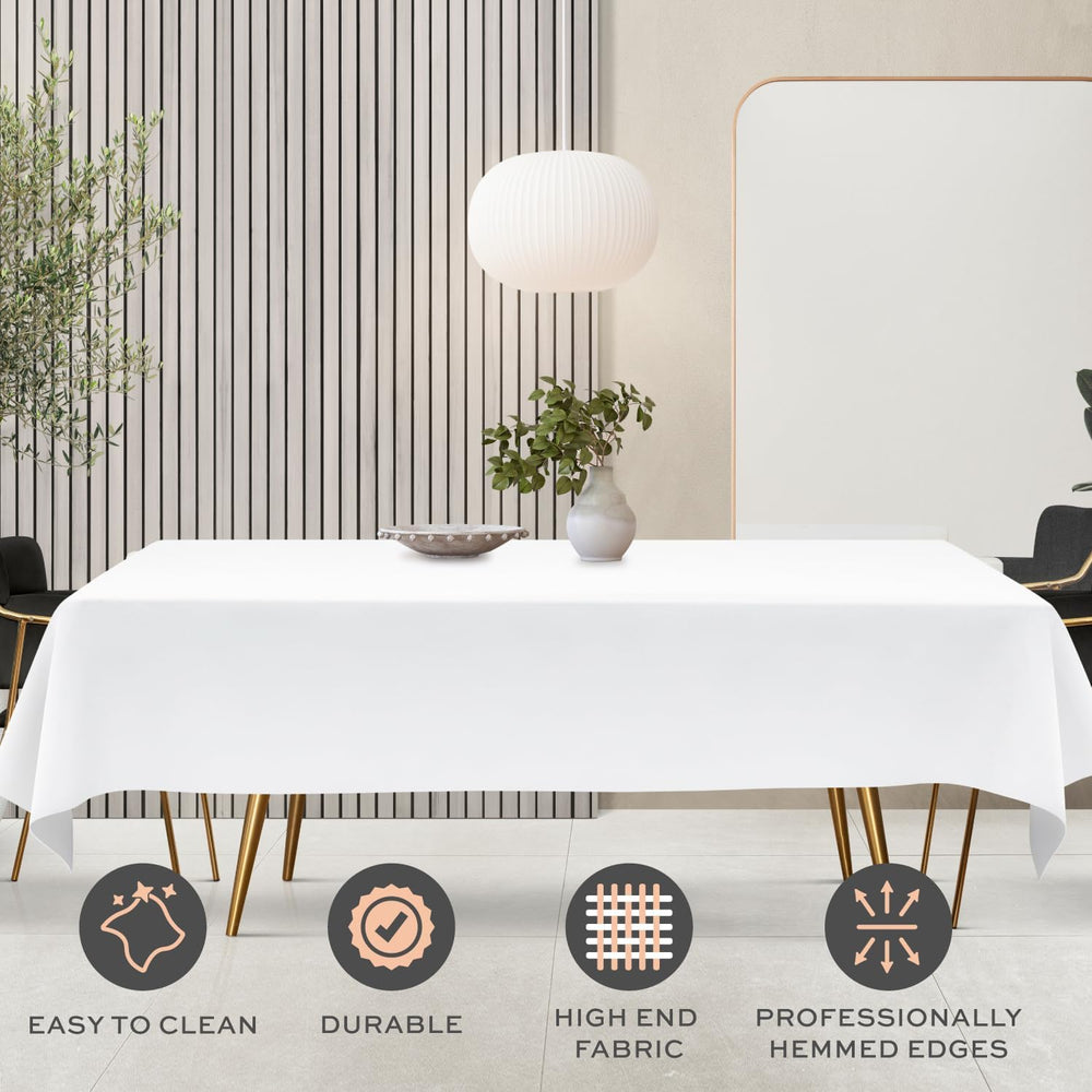 WEALUXE White Table Cloths for 6 Foot Rectangle Tables, 6 Pack, 60x102
