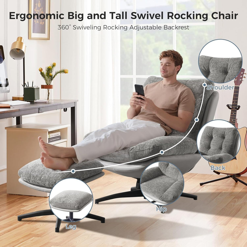 K Knowbody Swivel Accent Chair with Ottoman, 400lbs Capacity & Easy Assem...