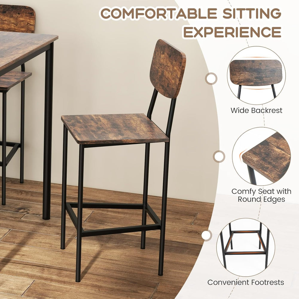 Giantex 5-Piece Dining Table Set W/Counter Height Table & 4 Bar Stools, I...