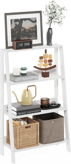 Furinno Ladder 4-Tier Book Shelf, Open Shelving Ladder Shelf, Plain White | 10.9 x 23.6 x 38.4, Open Shelving, Bookshelf, Display Storage Bookcase, for Organization, Living Room, Home Office