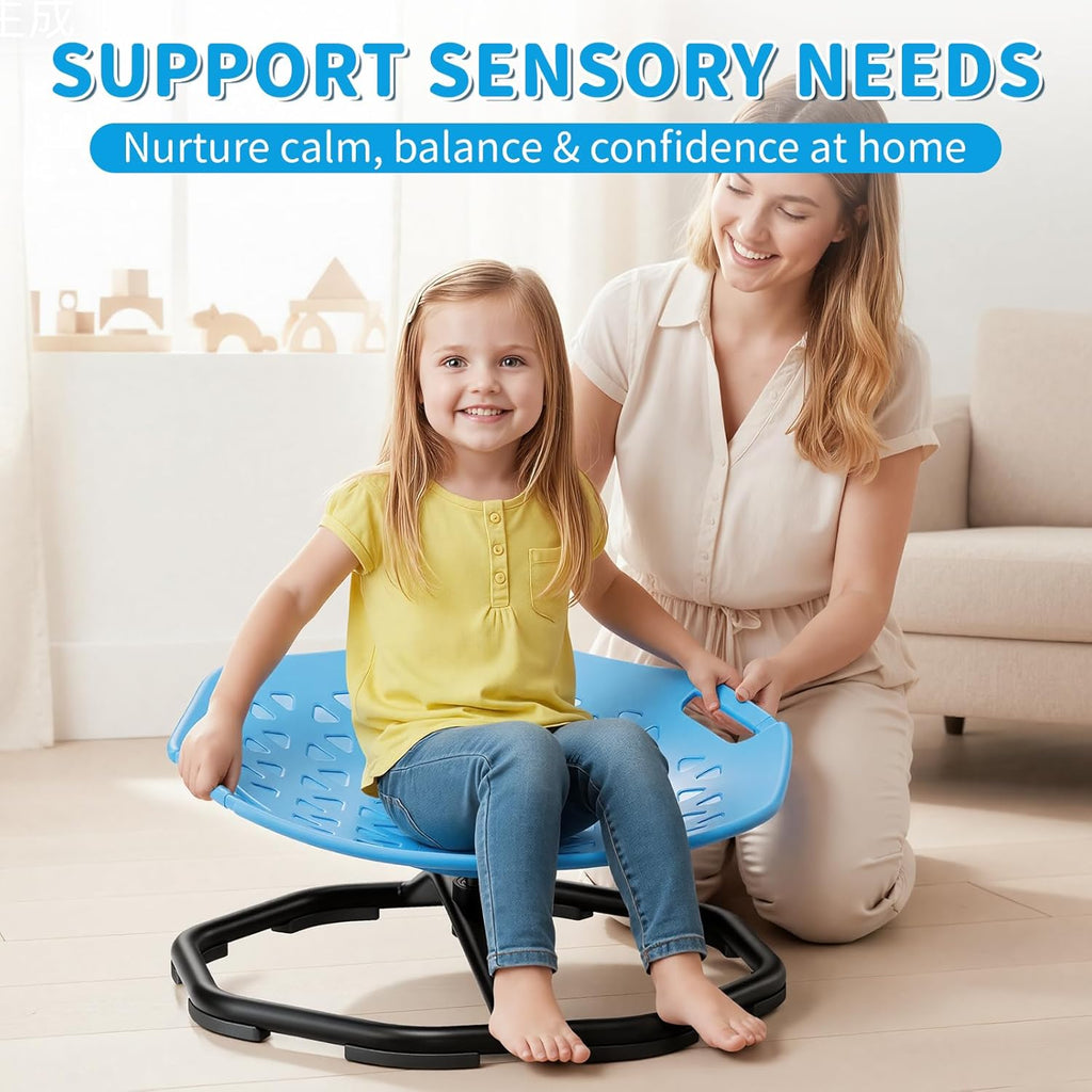 Pandapop Spinning Chair for Autistic Kids, Sensory Toy for Kids Ages 3-8 | Upgrade Handle, 360° Silent, Sit and Spin, Diamond-Shaped Reflective Panel, 220 lbs Weight Limit, Widened Metal Base