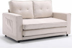 ERYE 3 Fold Tufted Upholstered Futon Sofa Bed Modern Convertible Foldable Floor Loveseat Sofabed with Pull Out Sleeper Couch Daybed W/Side Pockets for Living Room