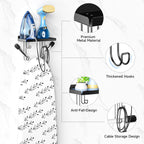 Ironing Board Holder Wall Mounted, Black Iron Holder for Laundry Room, Metal Iron Board Wall Hanger with Storage Shelf, Ironing Board Hooks for Laundry Room Livingroom Bathroom (Y or T Leg)