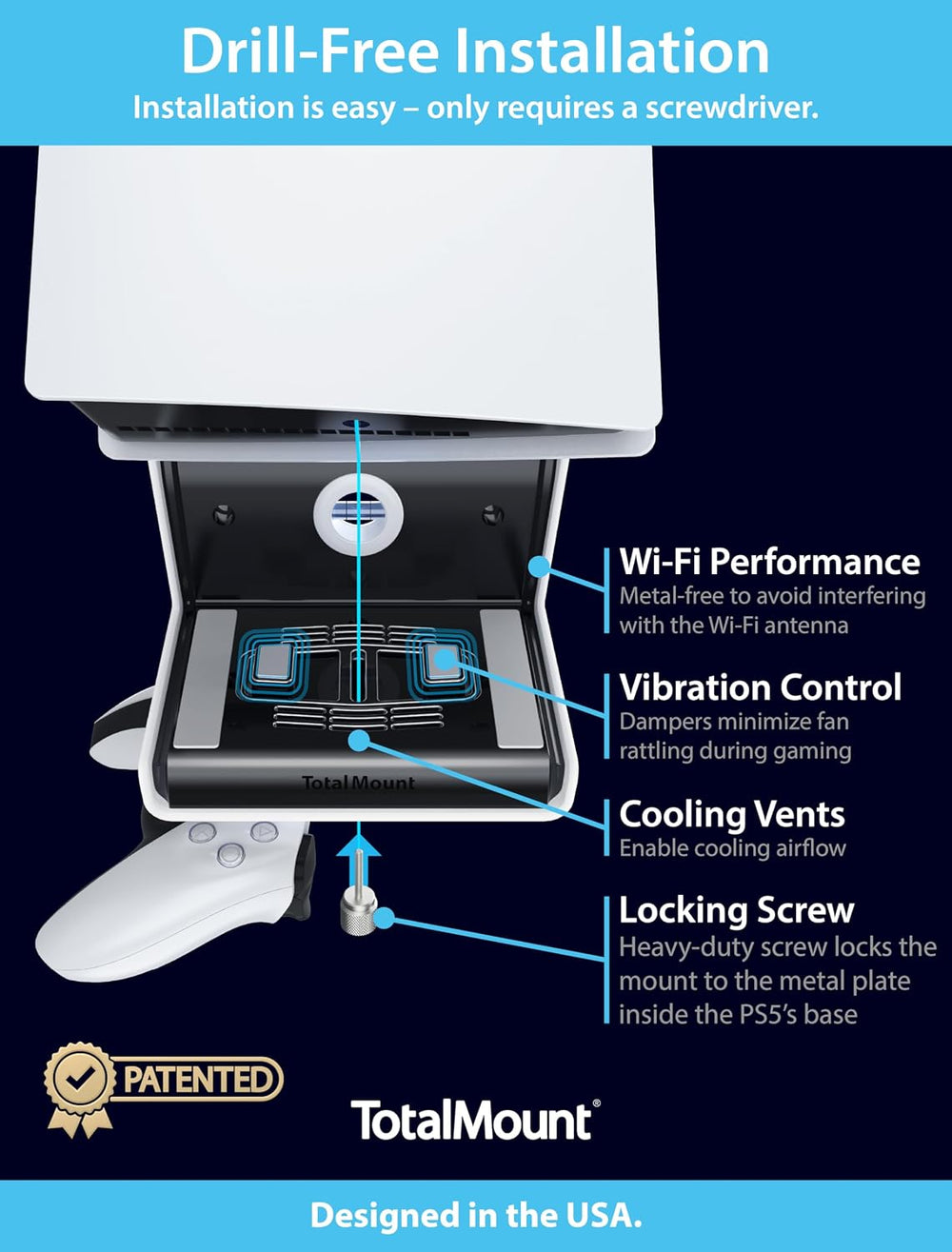TotalMount for All PS5 Models – Premium – Cooling – Level – Stops Vibration |...