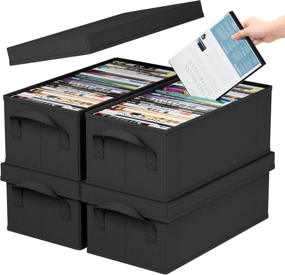 Lifewit 4 Pack DVD Storage Box with Lid, Stackable Case Hold 100 PCS DVDs | F...