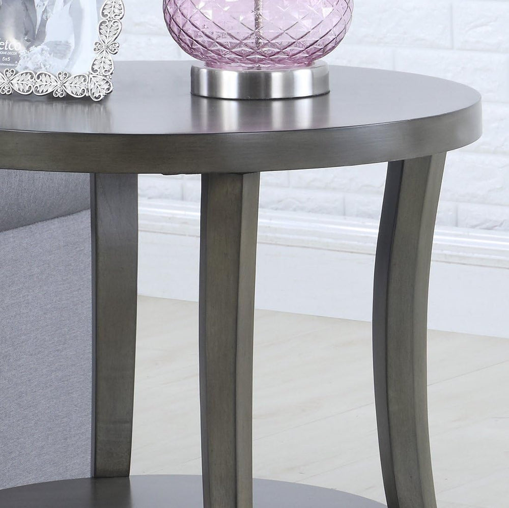 Oval Shelf End Table, Gray